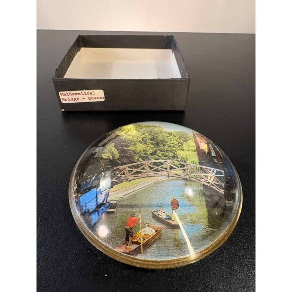 Queens College Cambridge Paperweight Mathematical Bridge Hand Cast Glass Boxed